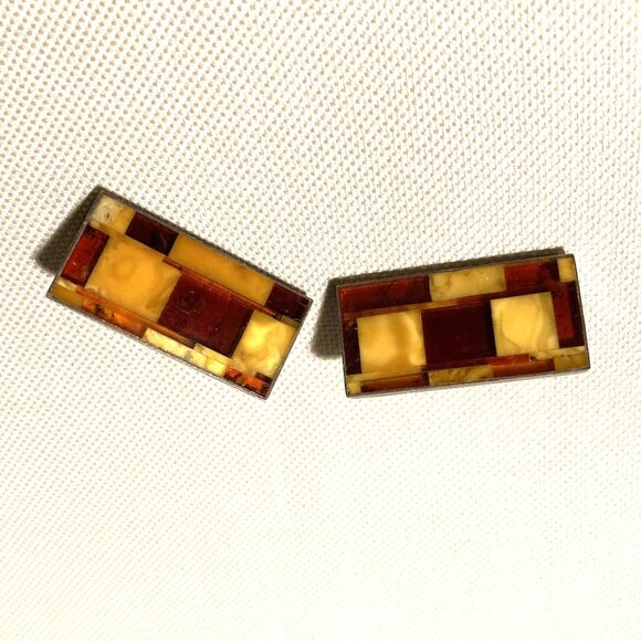 Sterling Silver Clip-On Earrings with Baltic Amber - Picture 2 of 4